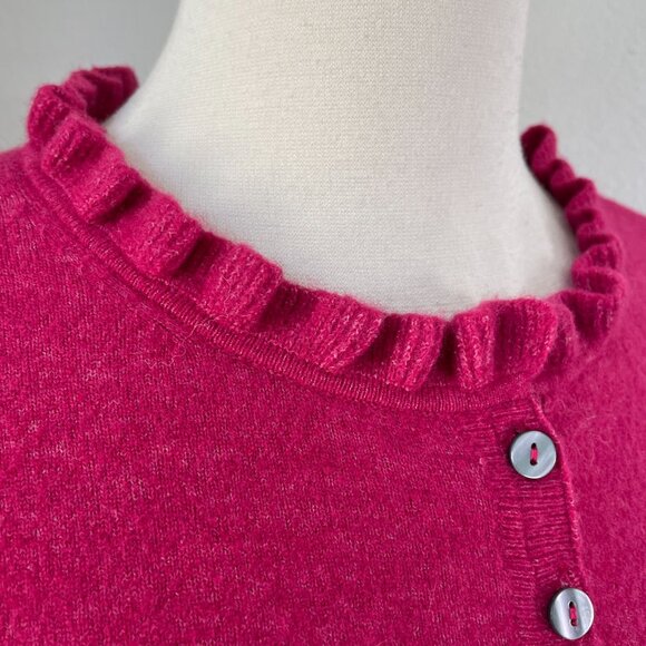 Sundance Womens Small Pink Ruffle Collar Edwina Henley Sweater Wool Blend Knit - Picture 4 of 12
